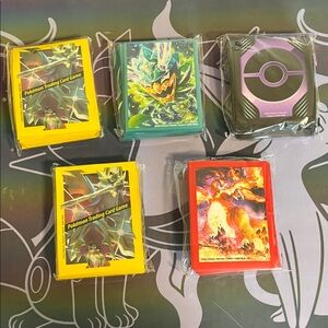 Pokemon Card Sleeves Yellow, Teal, Black, Red